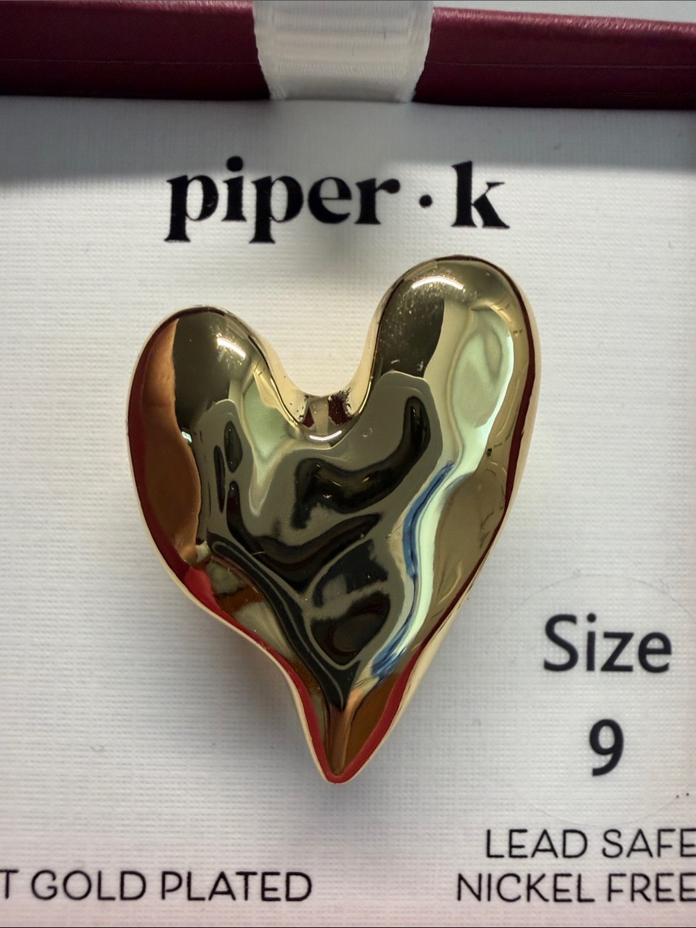 Piper K | Gold-Tone Hammered Heart Ring | Size 9 - Picture 8 of 8